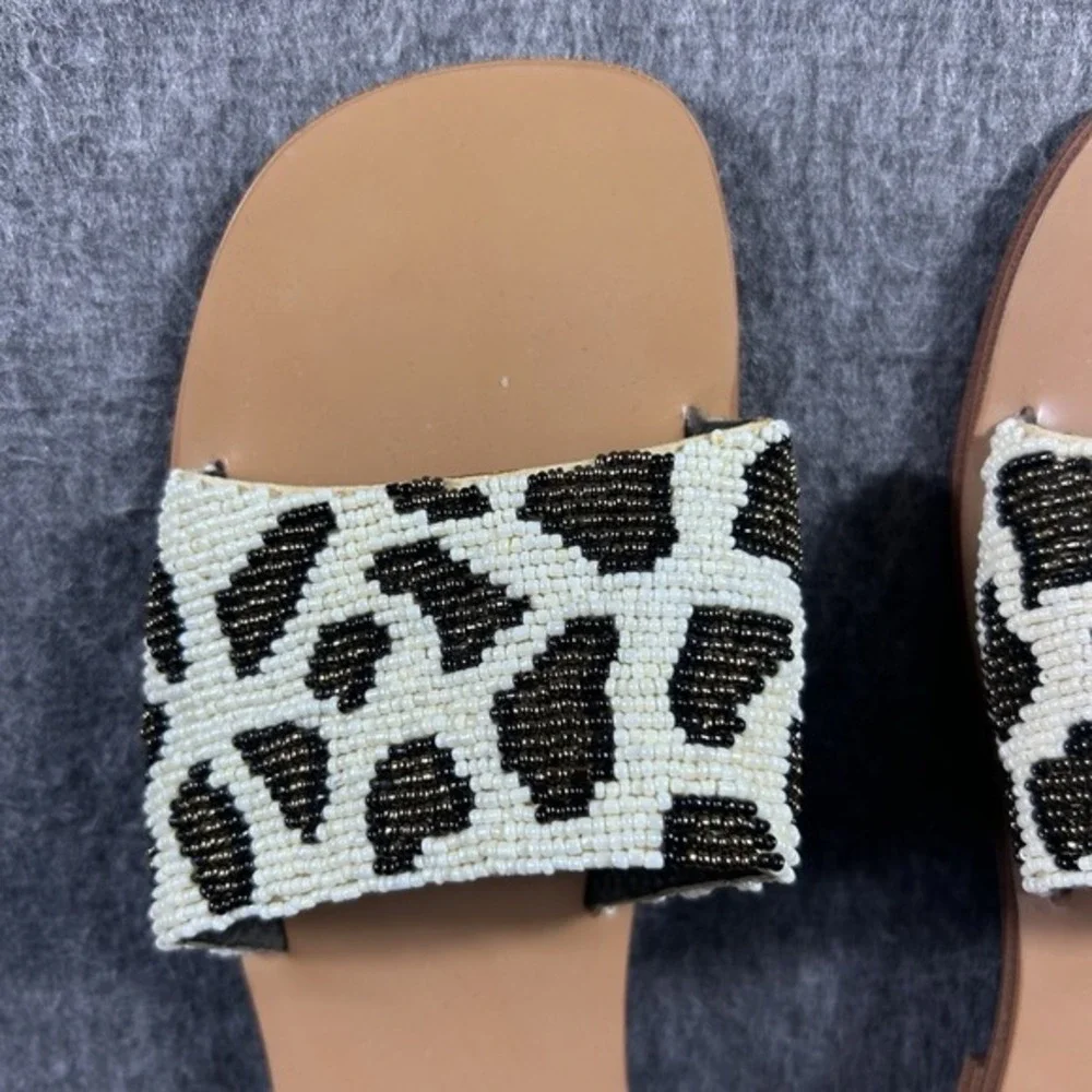 Cow Pattern Beaded Slip On Sandals 9‎ Yellow Box - Picture 3 of 6